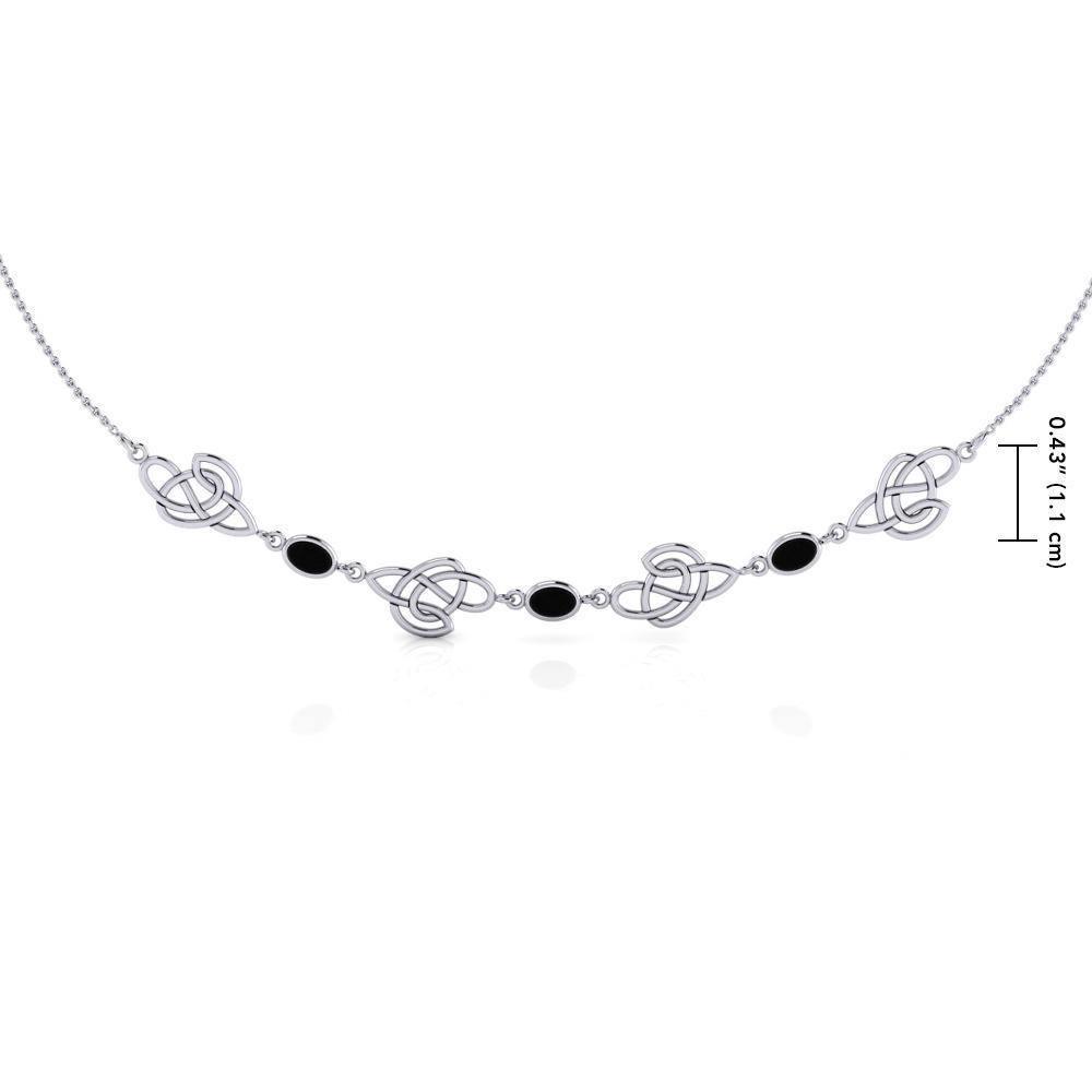 Happiness in interconnectedness ~ Celtic Knotwork Sterling Silver Necklace Jewelry with Gemstones TN016