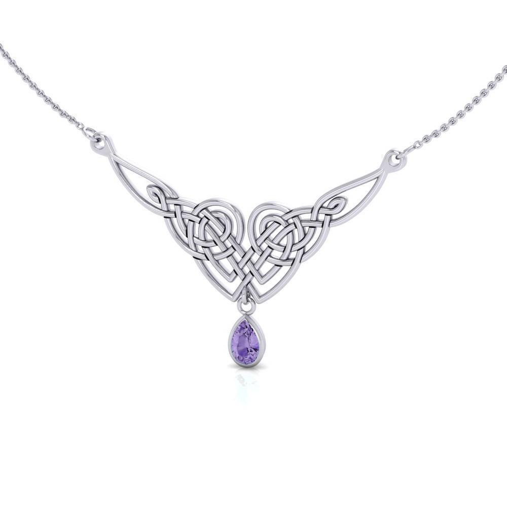 Mesmerized by an interwoven beauty ~ Celtic Knotwork Sterling Silver Necklace Jewelry with Gemstones TN066
