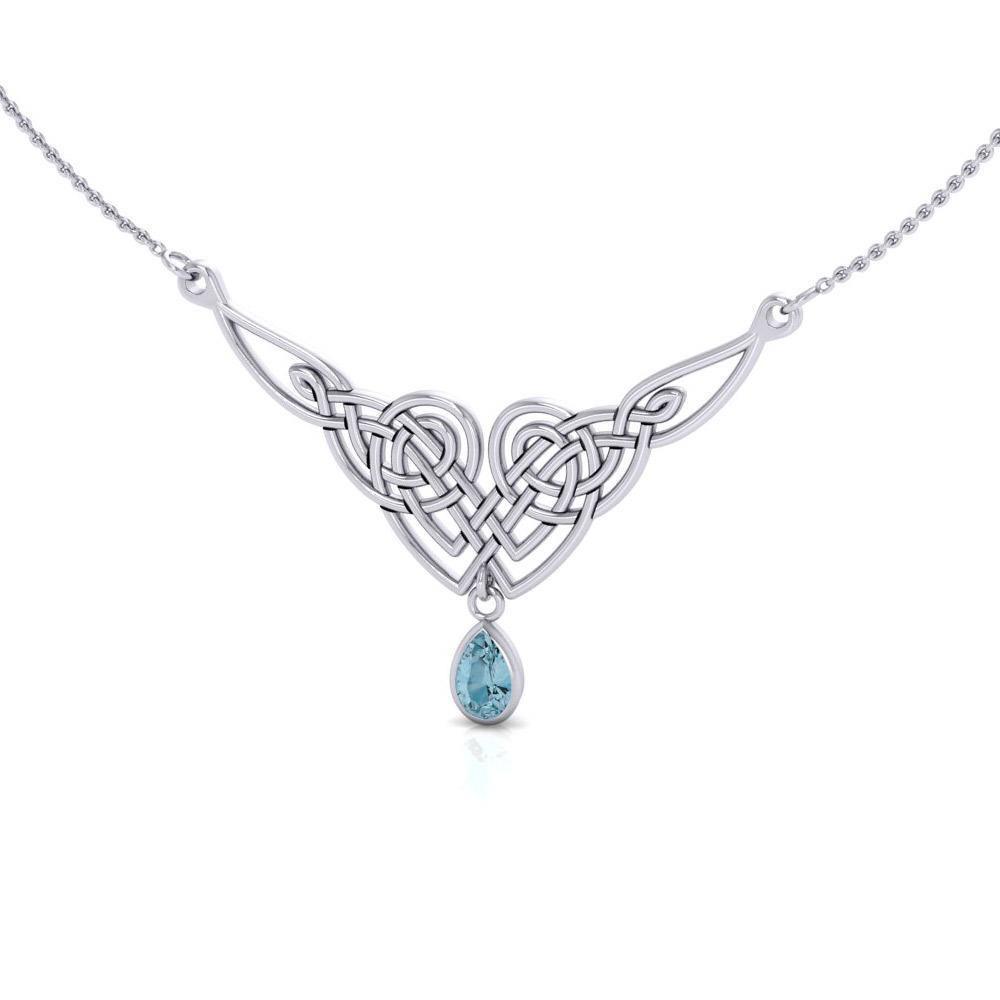 Mesmerized by an interwoven beauty ~ Celtic Knotwork Sterling Silver Necklace Jewelry with Gemstones TN066