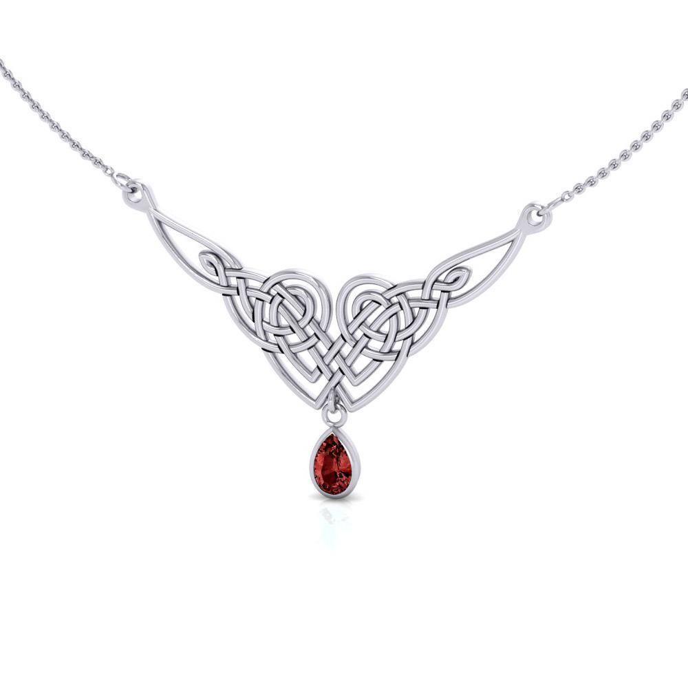Mesmerized by an interwoven beauty ~ Celtic Knotwork Sterling Silver Necklace Jewelry with Gemstones TN066