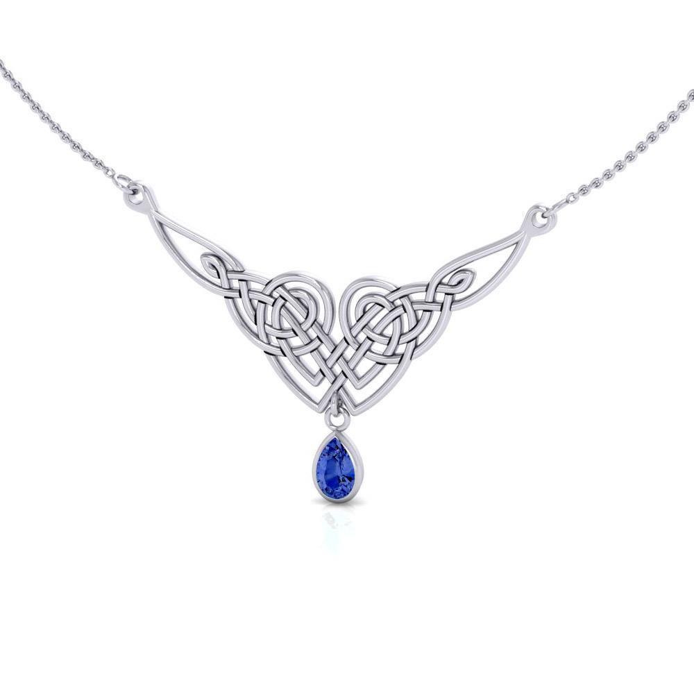 Mesmerized by an interwoven beauty ~ Celtic Knotwork Sterling Silver Necklace Jewelry with Gemstones TN066