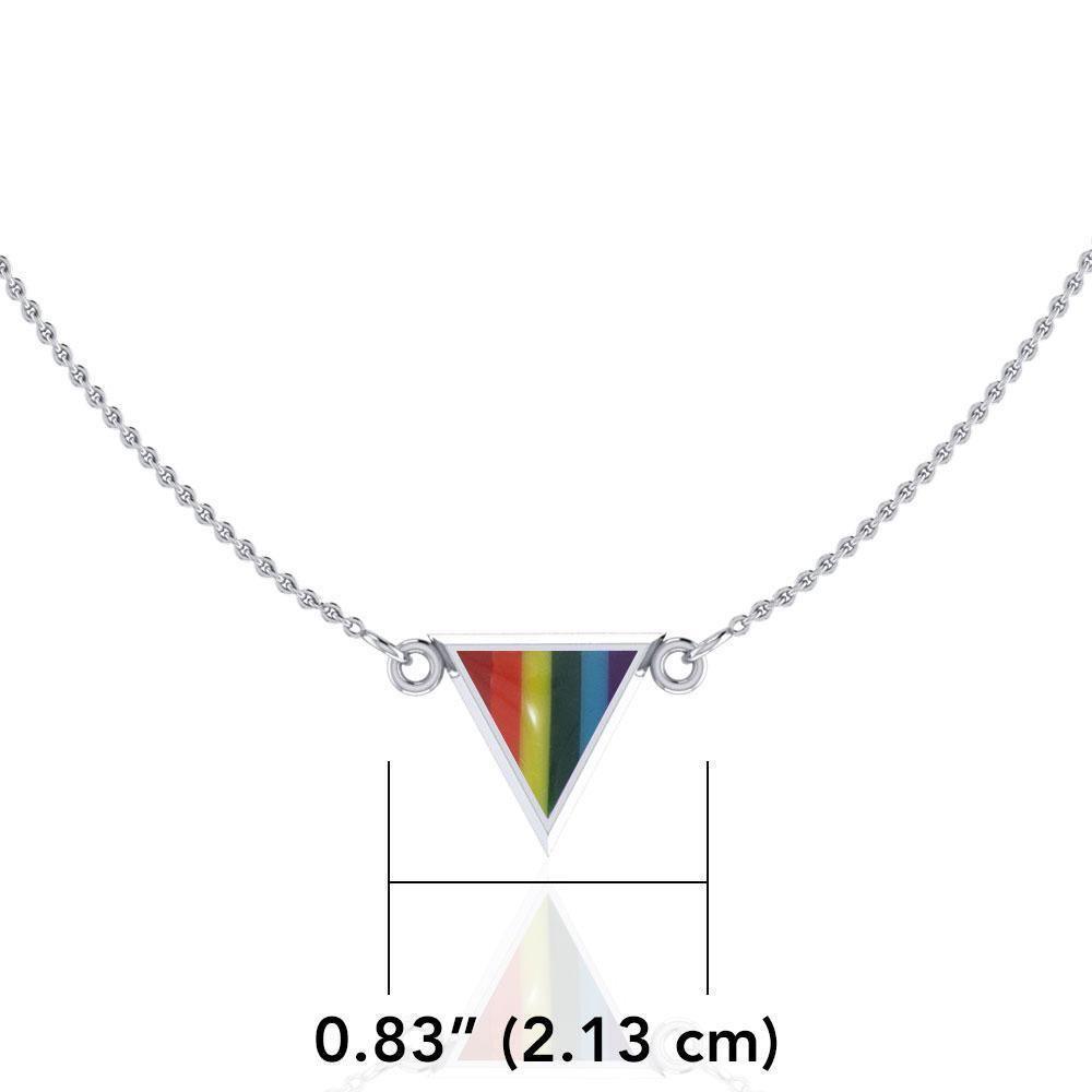 Sterling Silver Rainbow Triangle Necklace TN073