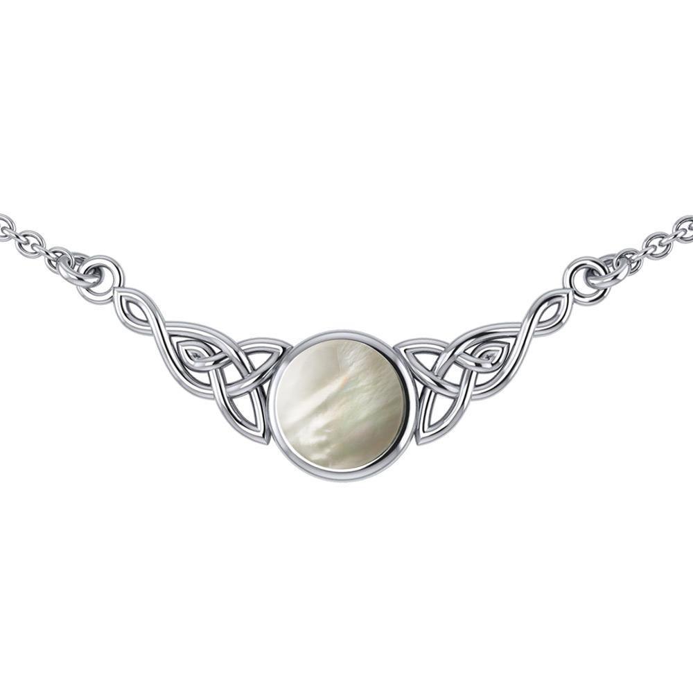 Wear the gift of interconnectedness ~ Sterling Silver Celtic Knotwork Necklace with a Gemstone centerpiece TN224