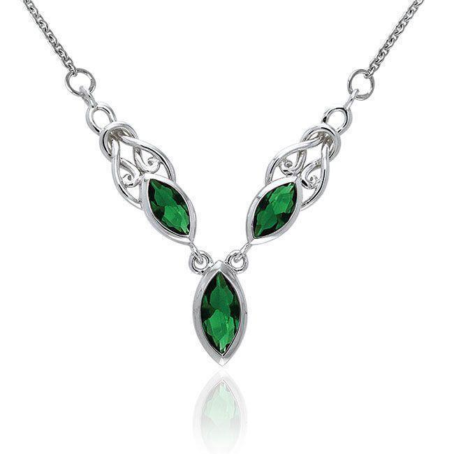 An inevitable eternal connection ~ Celtic Knotwork Sterling Silver Necklace with Gemstone TNC084