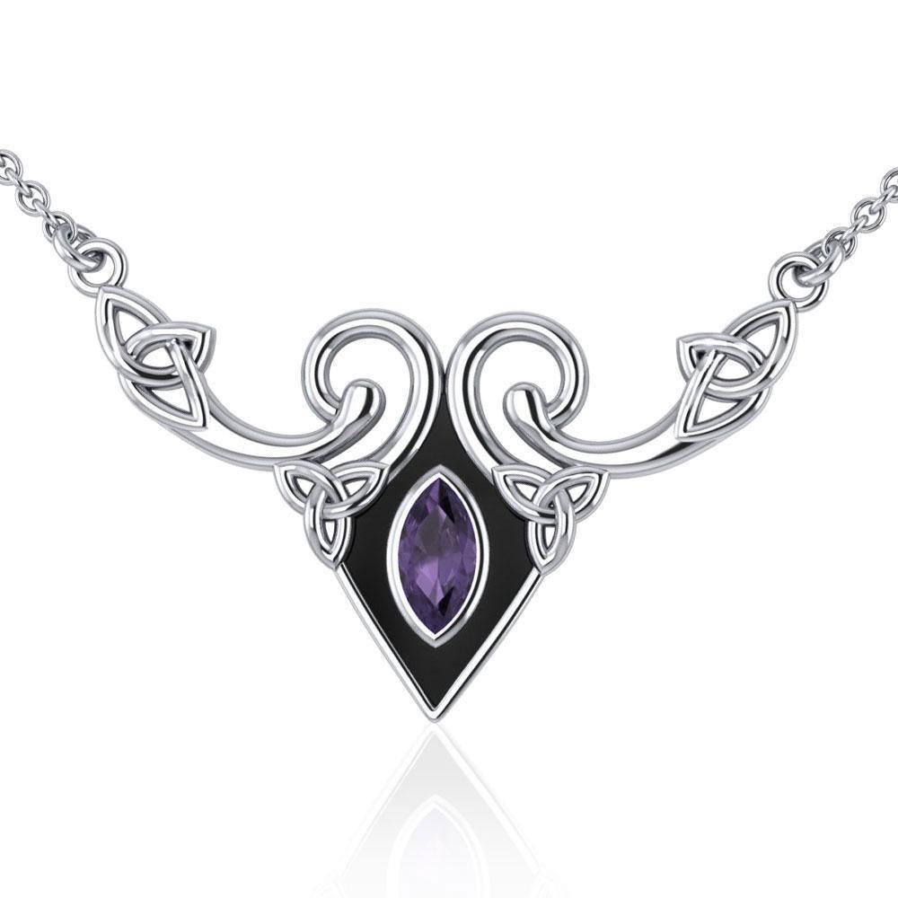 A gift of the world ~ Sterling Silver Celtic Triquetra Necklace Jewelry with Gemstones TNC159