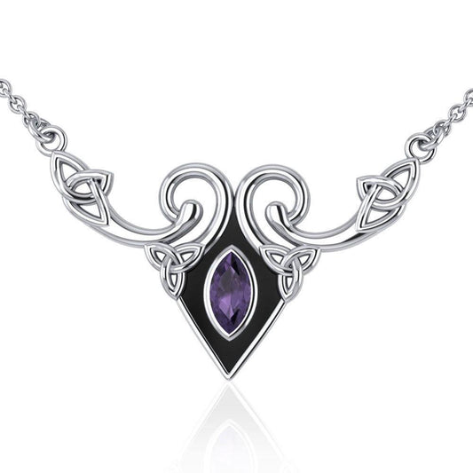A gift of the world ~ Sterling Silver Celtic Triquetra Necklace Jewelry with Gemstones TNC159