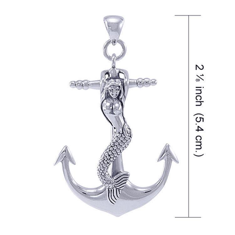 Mermaid on Anchor Silver Pendant TP1006