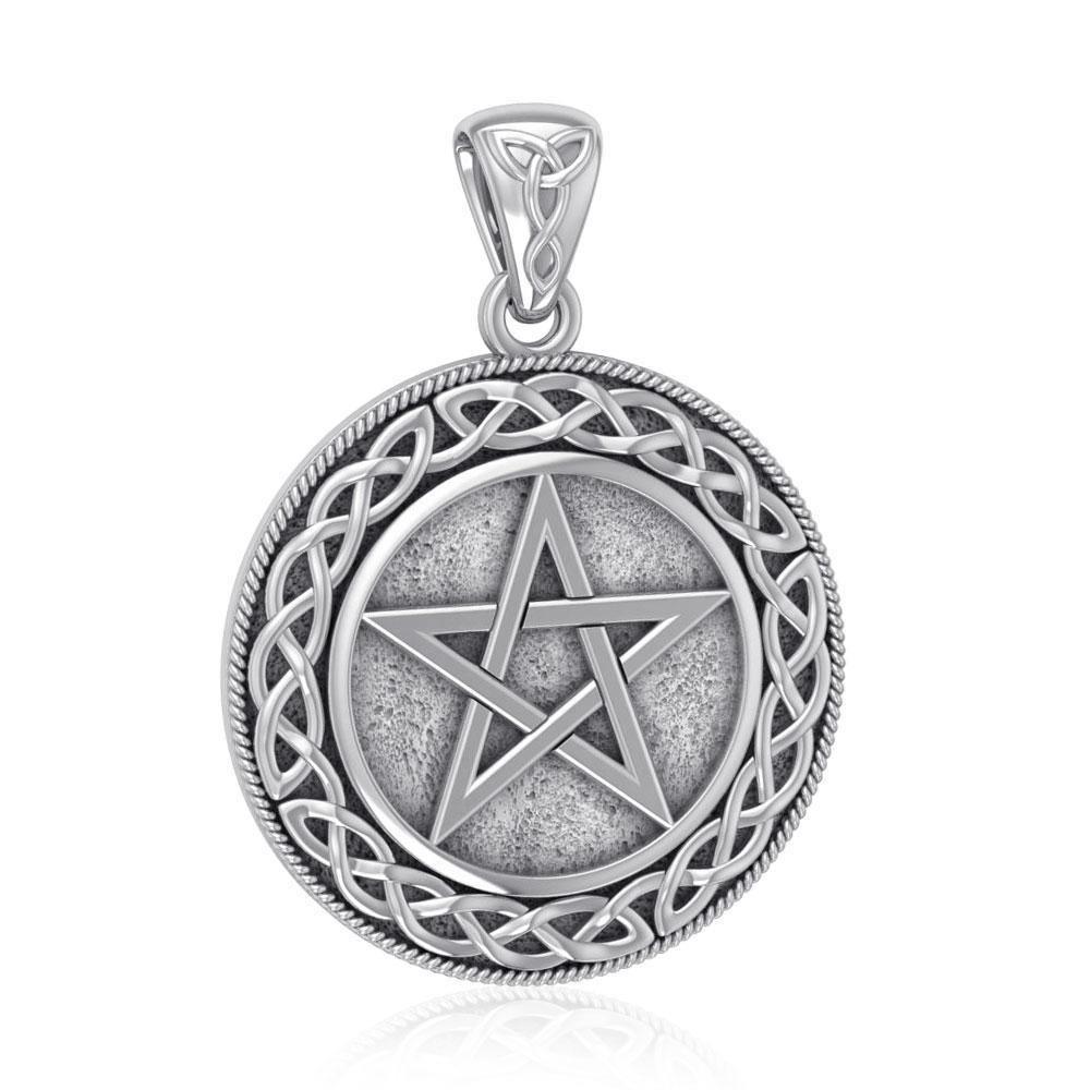 Silver Pentagram Pentacle with Celtic Border Pendant TP202