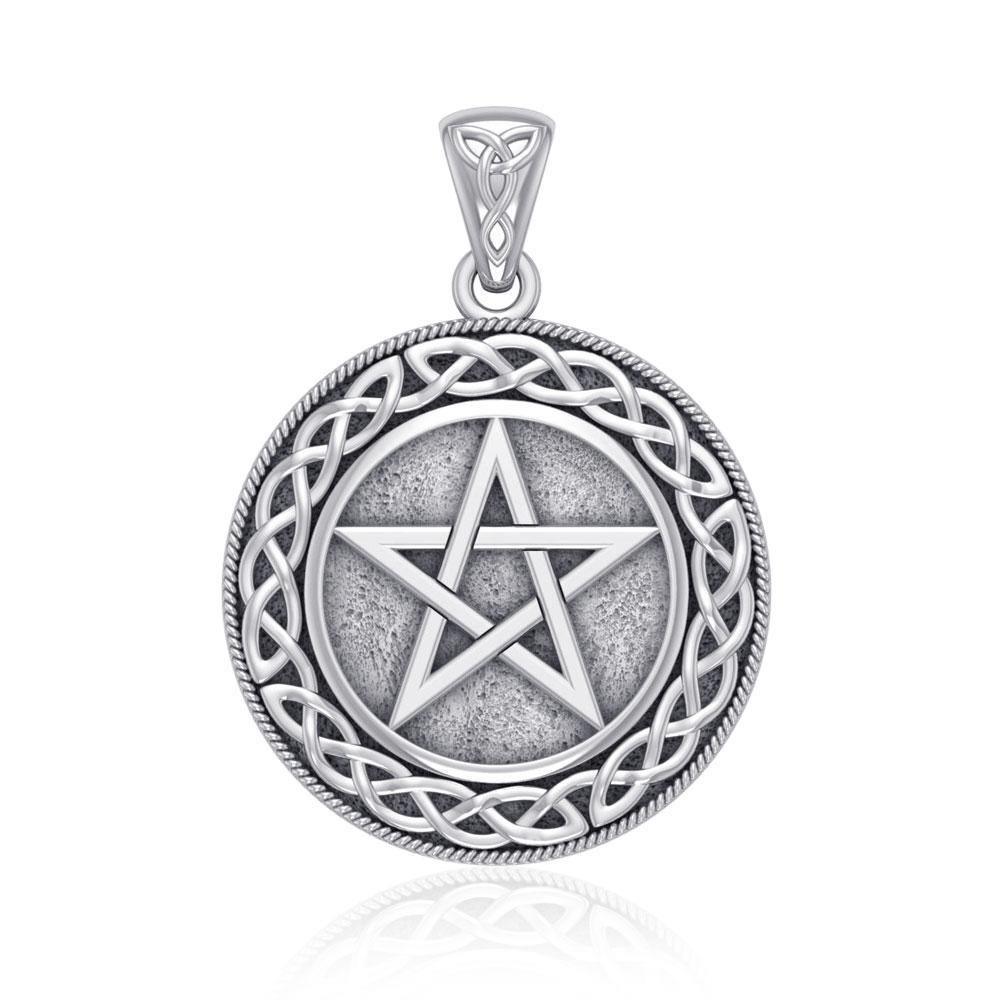 Silver Pentagram Pentacle with Celtic Border Pendant TP202