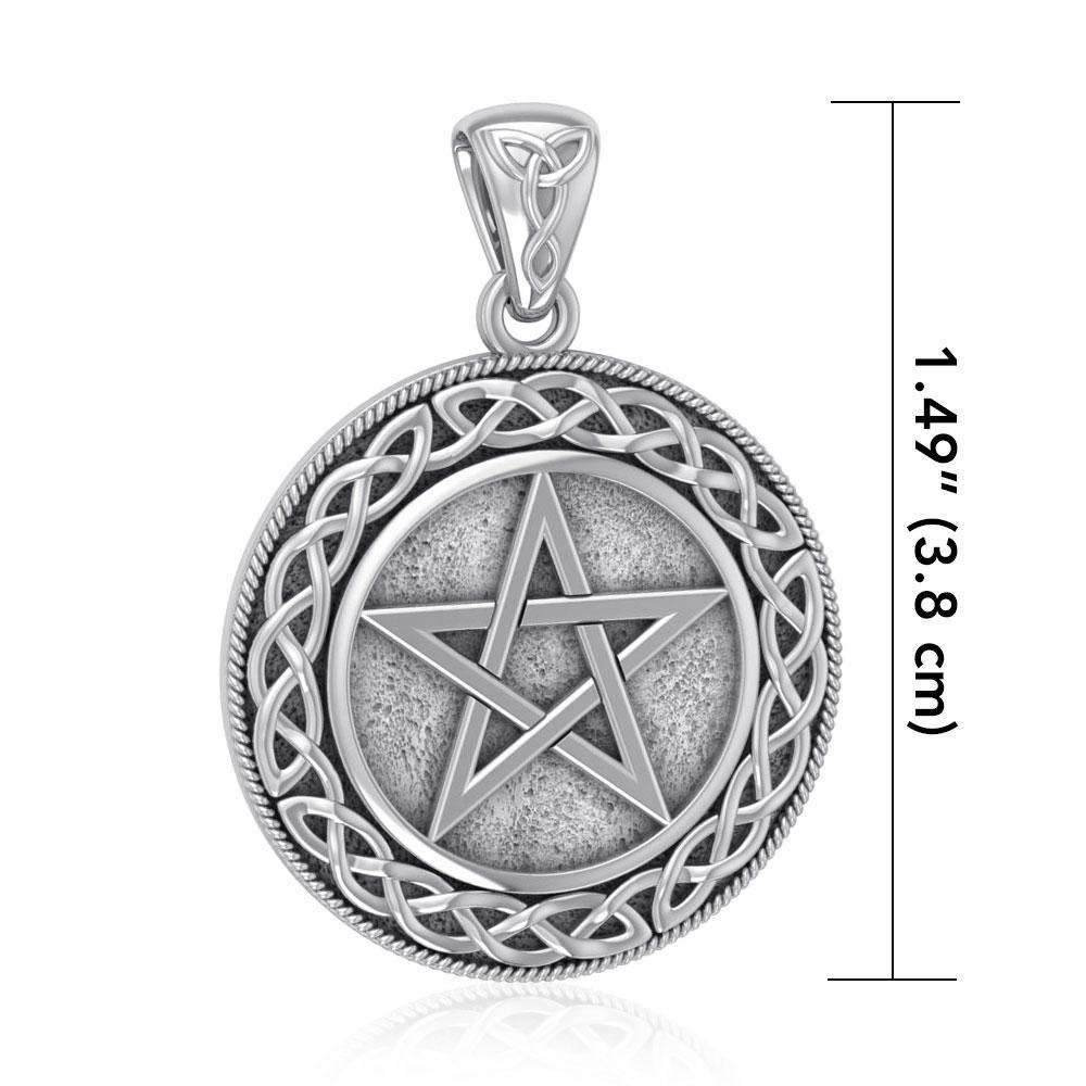 Silver Pentagram Pentacle with Celtic Border Pendant TP202