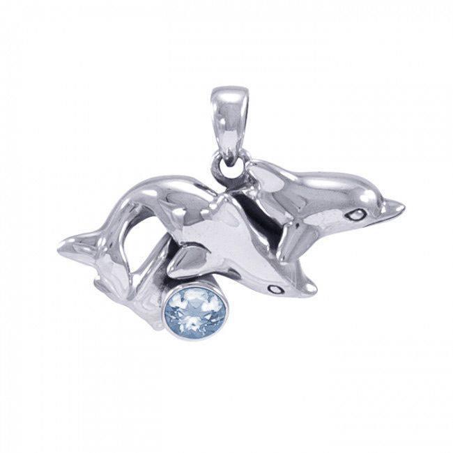 Double Dolphin Silver Pendant TP2639