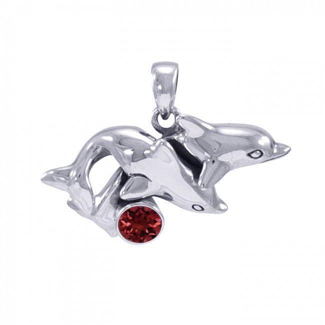 Double Dolphin Silver Pendant TP2639
