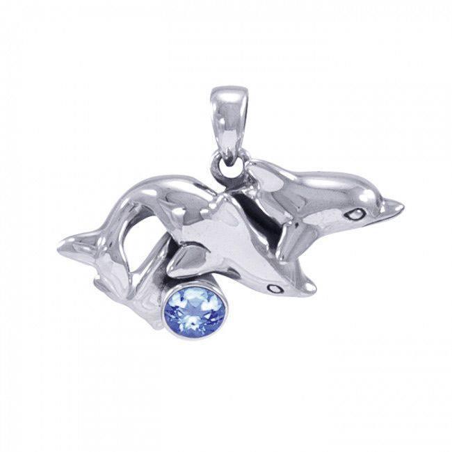 Double Dolphin Silver Pendant TP2639