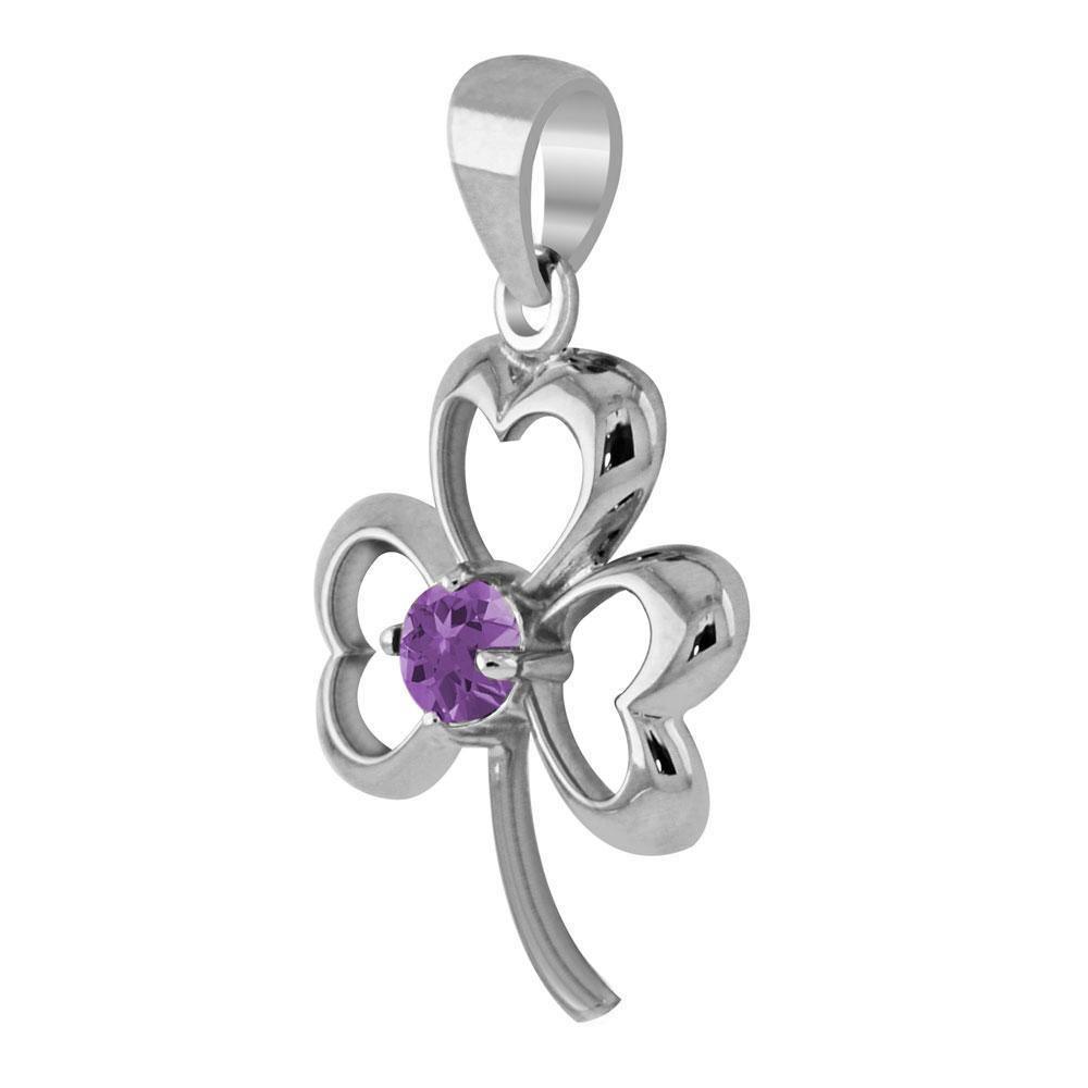 Finest beauty ~ Sterling Silver Jewelry Shamrock Pendant with Center Gemstone TP3105
