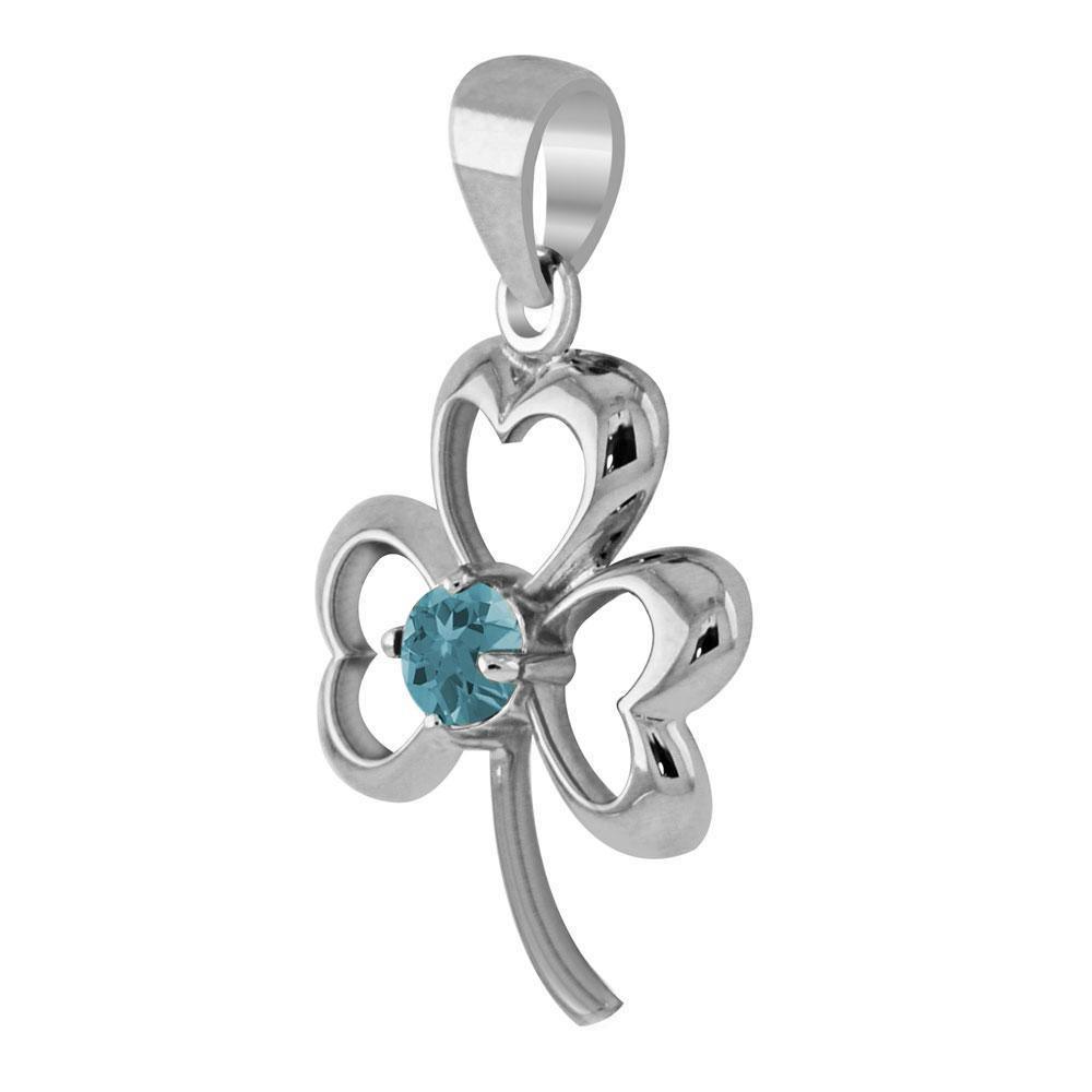 Finest beauty ~ Sterling Silver Jewelry Shamrock Pendant with Center Gemstone TP3105