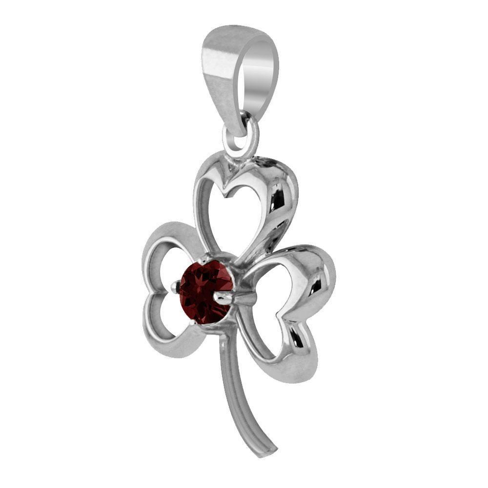Finest beauty ~ Sterling Silver Jewelry Shamrock Pendant with Center Gemstone TP3105