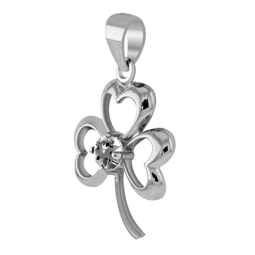 Finest beauty ~ Sterling Silver Jewelry Shamrock Pendant with Center Gemstone TP3105