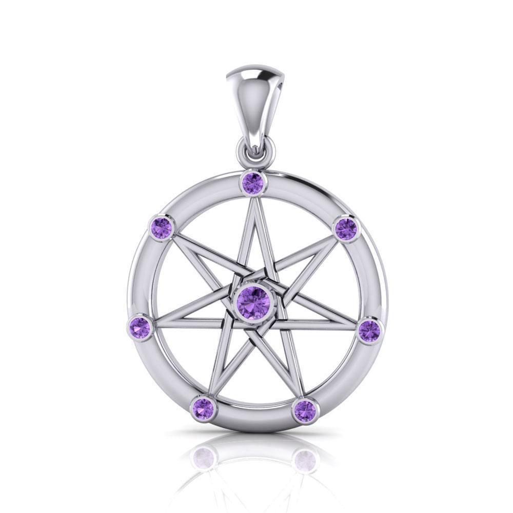 Elven Star with Gems Silver Pendant TP3134