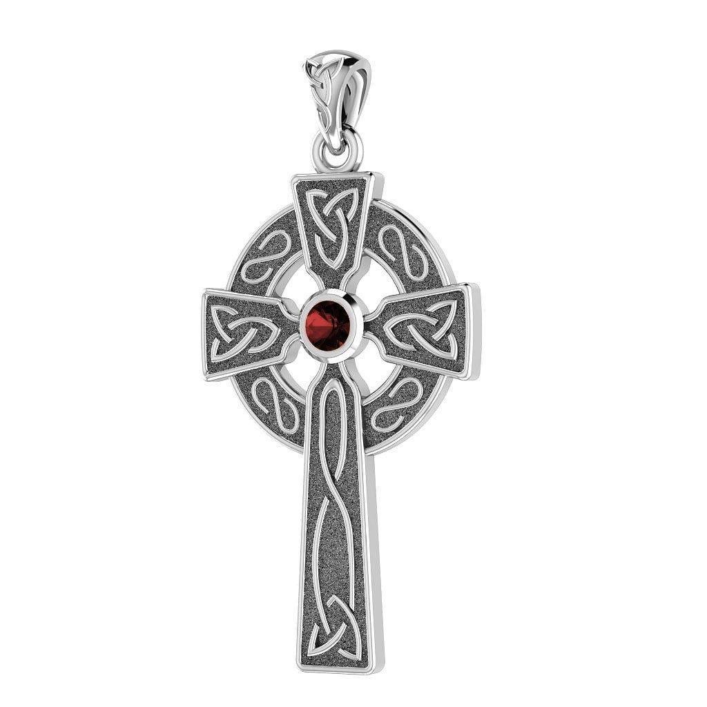 Believe in thy Holy Cross ~ Sterling Silver Jewelry Pendant with a shimmering Gemstone TP3252