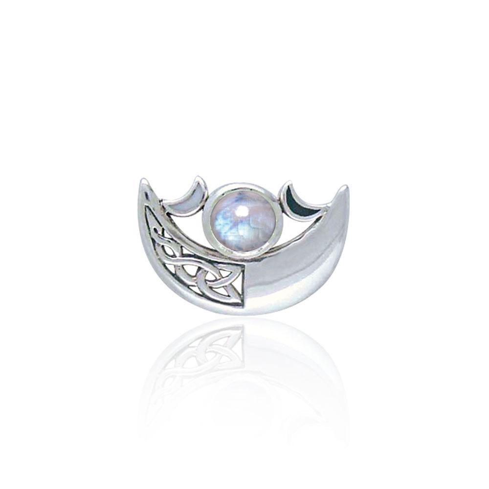 Be enchanted by the Crescent Moon’s celestial beauty ~ Sterling Silver Pendant with Gemstone TP3263