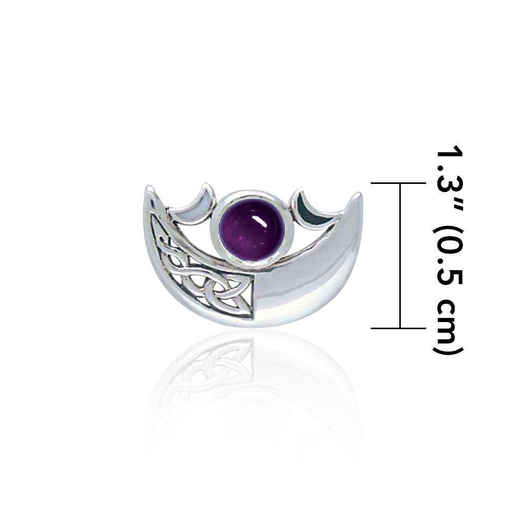 Be enchanted by the Crescent Moon’s celestial beauty ~ Sterling Silver Pendant with Gemstone TP3263