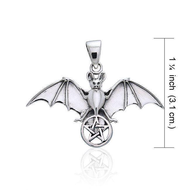Bat Resting in the Sacred Pentacle Sterling Silver Pendant TPD1078