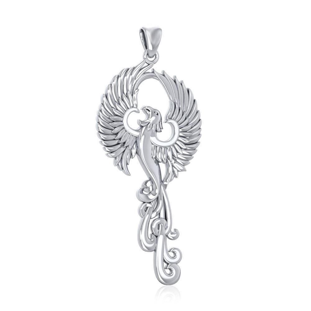 Mighty Fire Bird in the Rise ~ Sterling Silver Jewelry pendant TPD2913