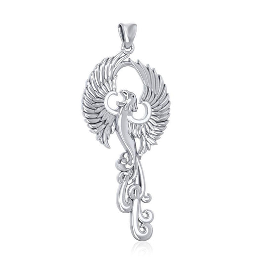 Mighty Fire Bird in the Rise ~ Sterling Silver Jewelry pendant TPD2913