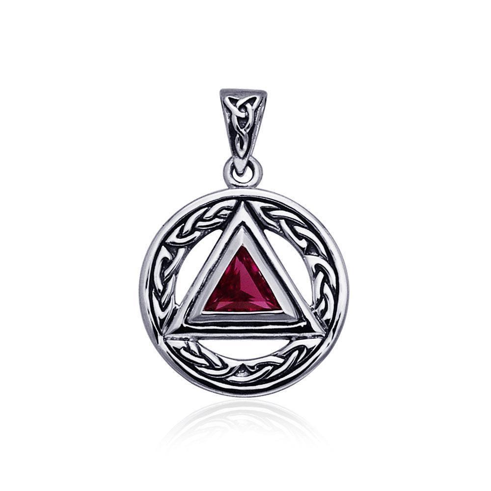 Pave the road to full healing ~ Celtic AA Symbol Sterling Silver Pendant Jewelry with Gemstone TPD326