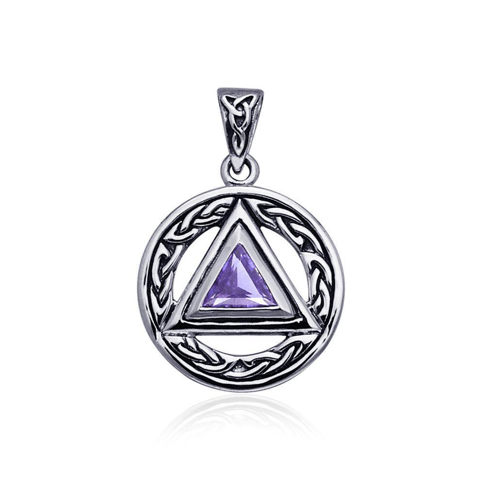 Pave the road to full healing ~ Celtic AA Symbol Sterling Silver Pendant Jewelry with Gemstone TPD326