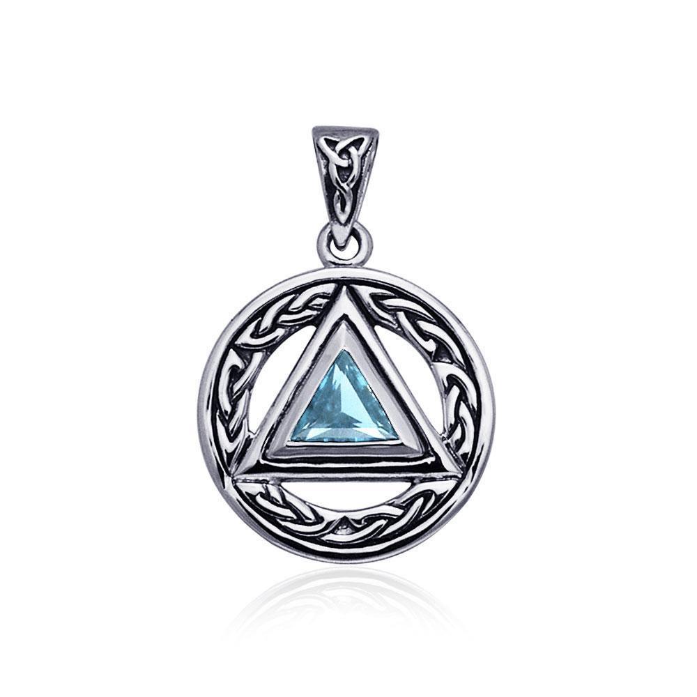 Pave the road to full healing ~ Celtic AA Symbol Sterling Silver Pendant Jewelry with Gemstone TPD326