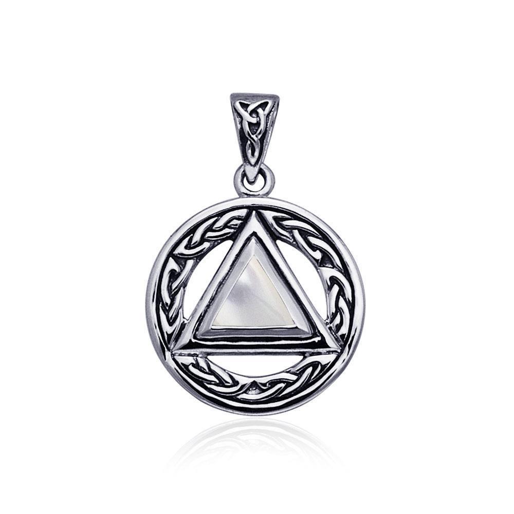 Pave the road to full healing ~ Celtic AA Symbol Sterling Silver Pendant Jewelry with Gemstone TPD326