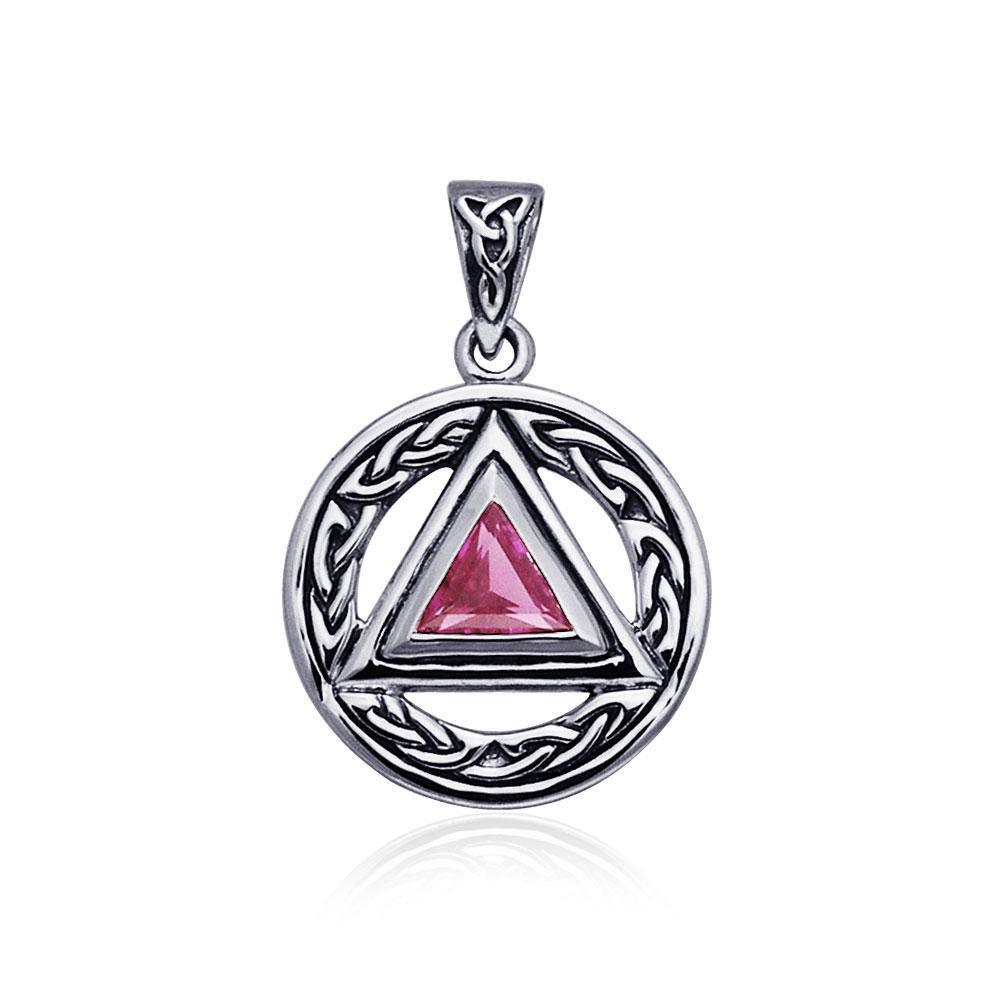 Pave the road to full healing ~ Celtic AA Symbol Sterling Silver Pendant Jewelry with Gemstone TPD326