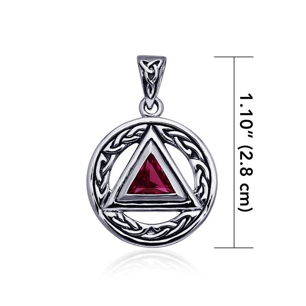 Pave the road to full healing ~ Celtic AA Symbol Sterling Silver Pendant Jewelry with Gemstone TPD326