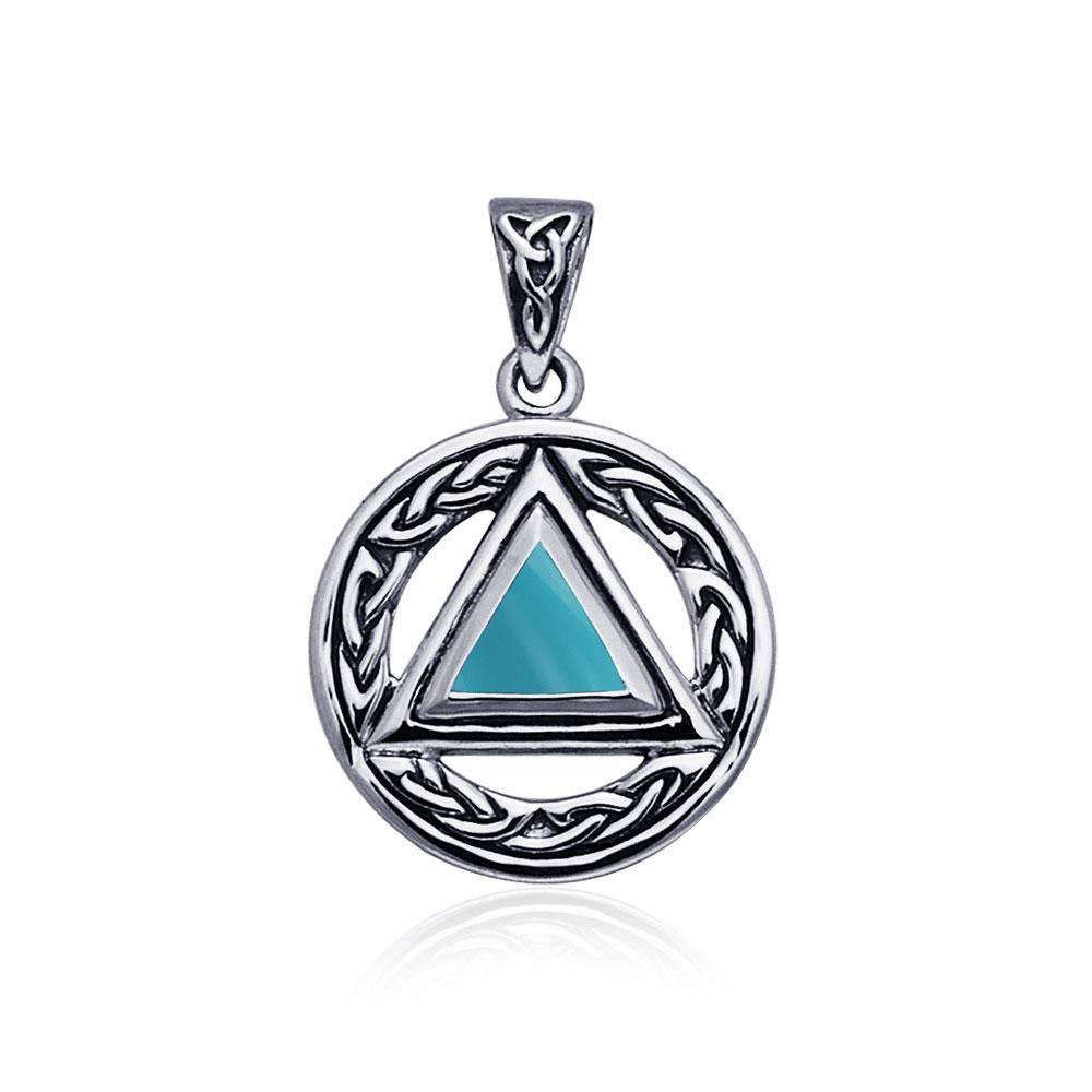Pave the road to full healing ~ Celtic AA Symbol Sterling Silver Pendant Jewelry with Gemstone TPD326