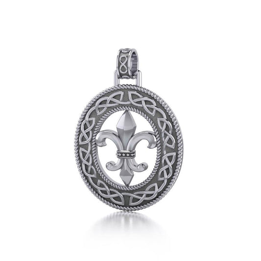 A true inspiration beyond words ~ Celtic Knotwork Fleur-de-Lis Sterling Silver Pendant Jewelry TPD336