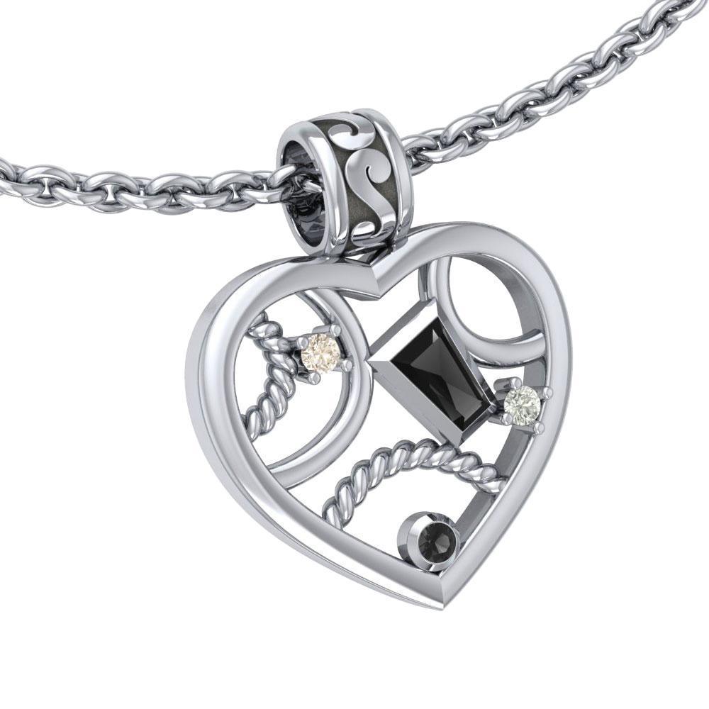 Contemporary Design Silver Pendant with Gemstones TPD3506