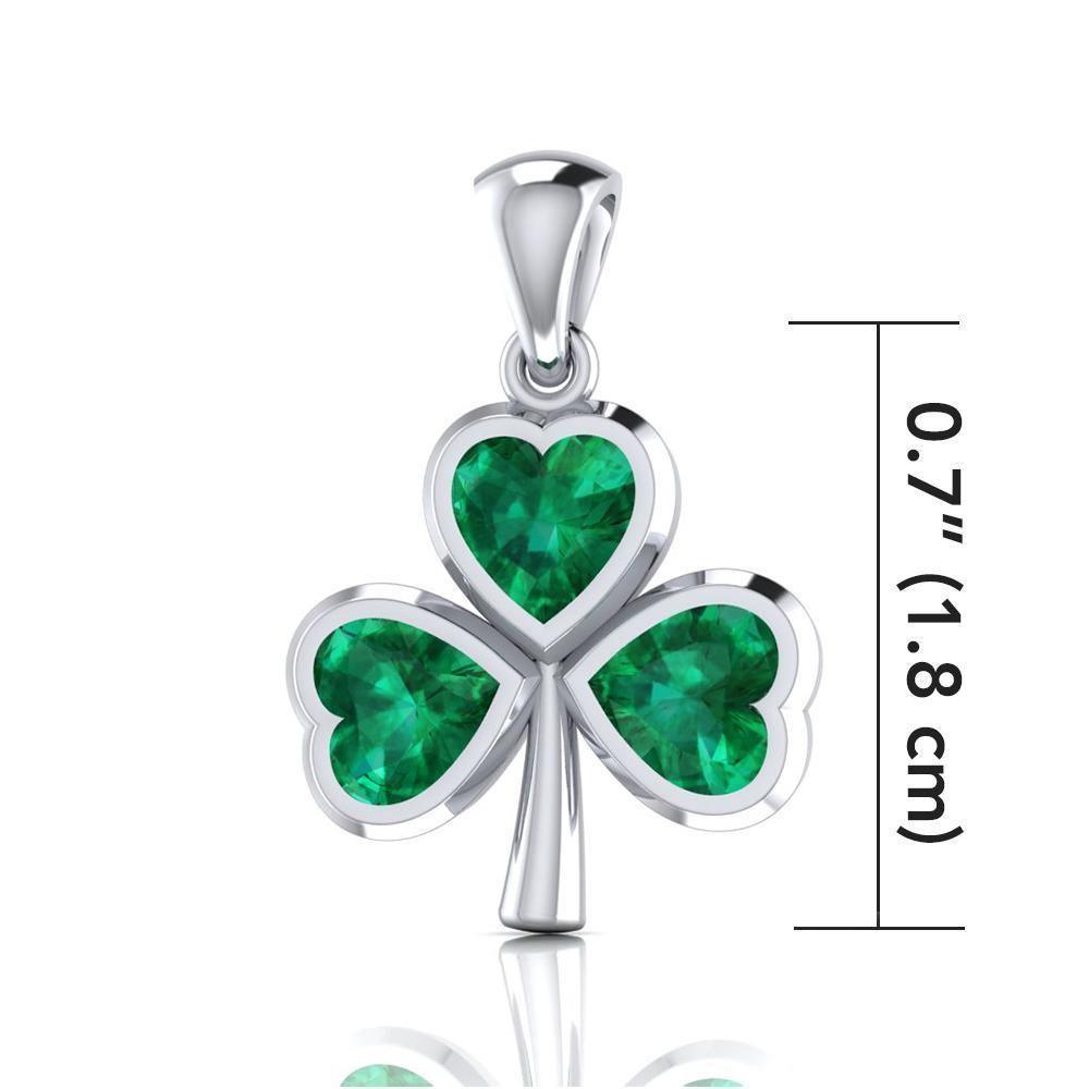 The unsurpassed fascination in a Shamrock ~ Sterling Silver Jewelry Small Pendant with Gemstones TPD3563