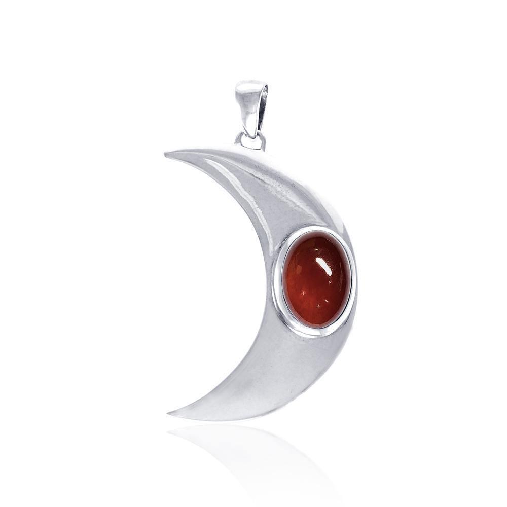 Glow in the Light of the Beautiful Crescent Moon ~ Sterling Silver Pendant with Gemstone TPD4059
