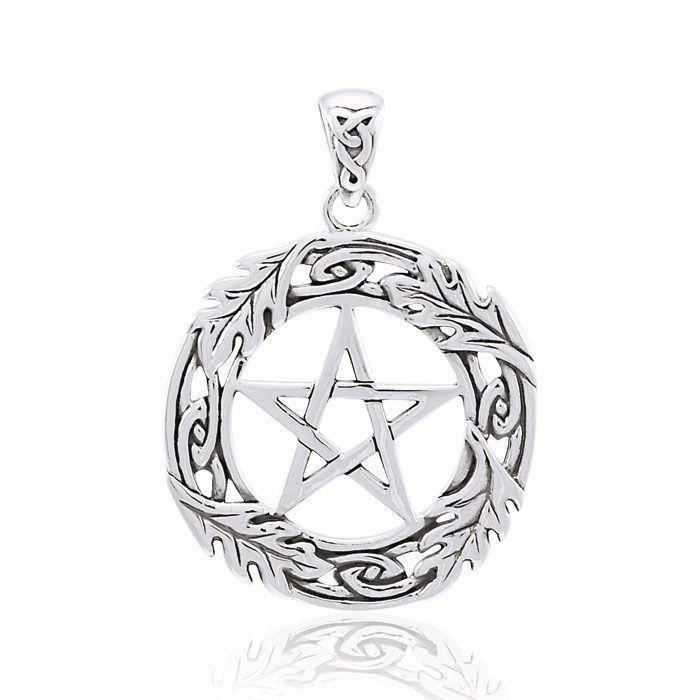 Oak Leaf Pentacle Silver Pendant TPD4218
