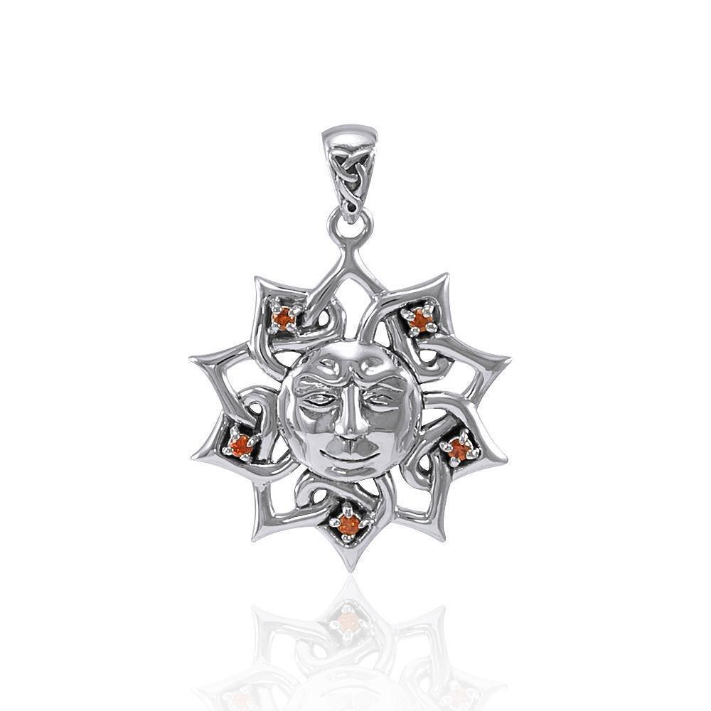 Sun God Sterling Silver Pendant with Gemstone TPD4360