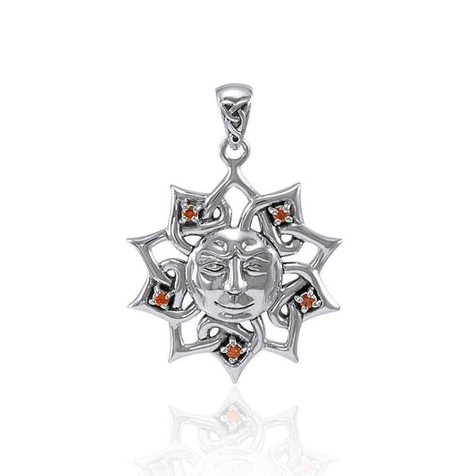 Sun God Sterling Silver Pendant with Gemstone TPD4360