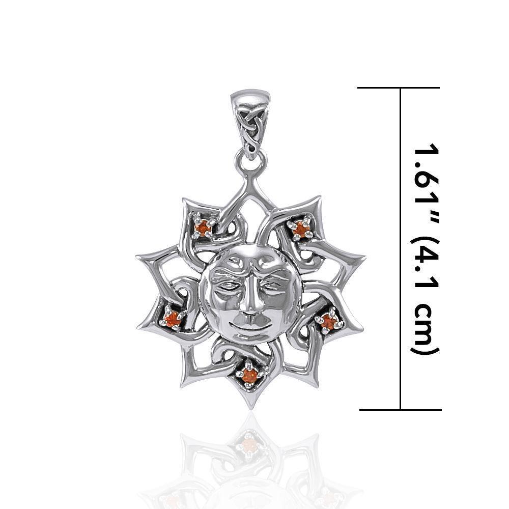 Sun God Sterling Silver Pendant with Gemstone TPD4360