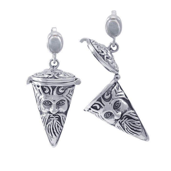 Green Man Pendulum Spell Sterling Silver Pendant TPD4731-White Quartz