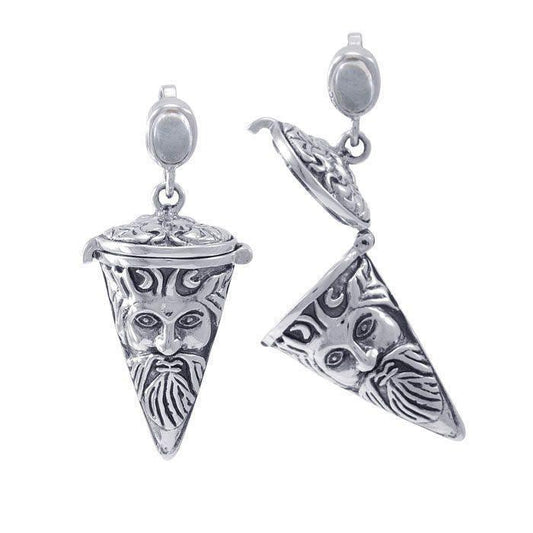 Green Man Pendulum Spell Sterling Silver Pendant TPD4731-White Quartz
