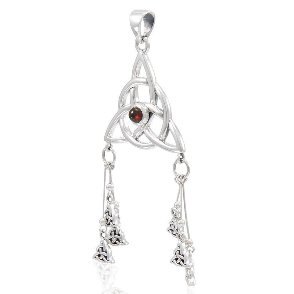 Seven Triquetra Silver Pendant with Gemstone TPD4762