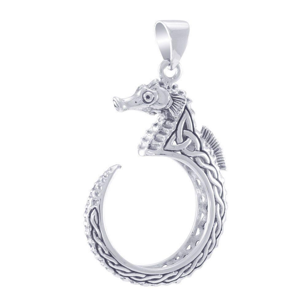 Celtic Accent Seahorse Sterling Silver Wrap Pendant TPD4841