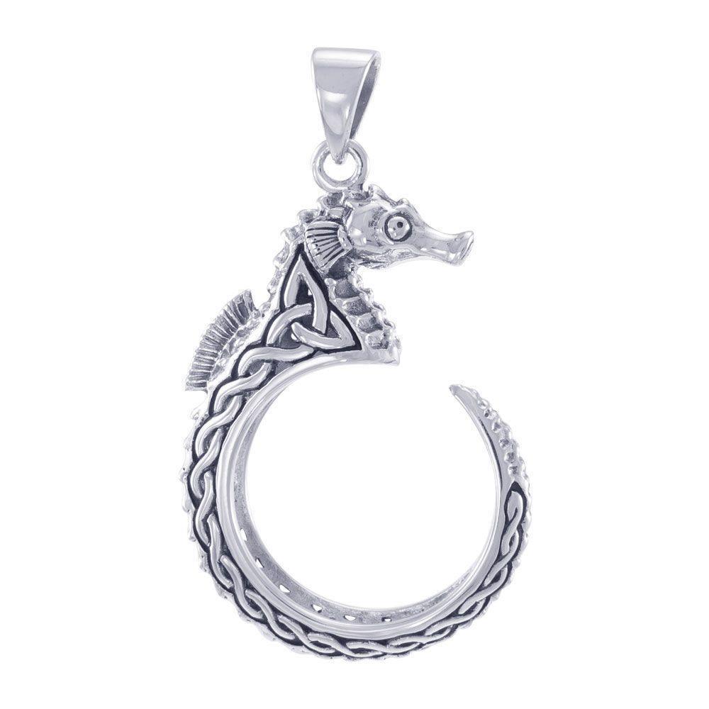Celtic Accent Seahorse Sterling Silver Wrap Pendant TPD4841