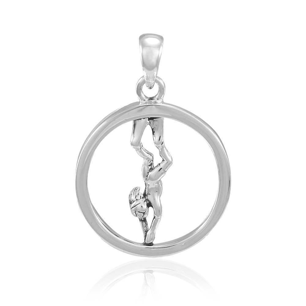 Round Female Free Diver Sterling Silver Pendant TPD4935