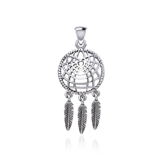 Follow you through your dreams ~ Sterling Silver Jewelry Dreamcatcher Pendant TPD5061